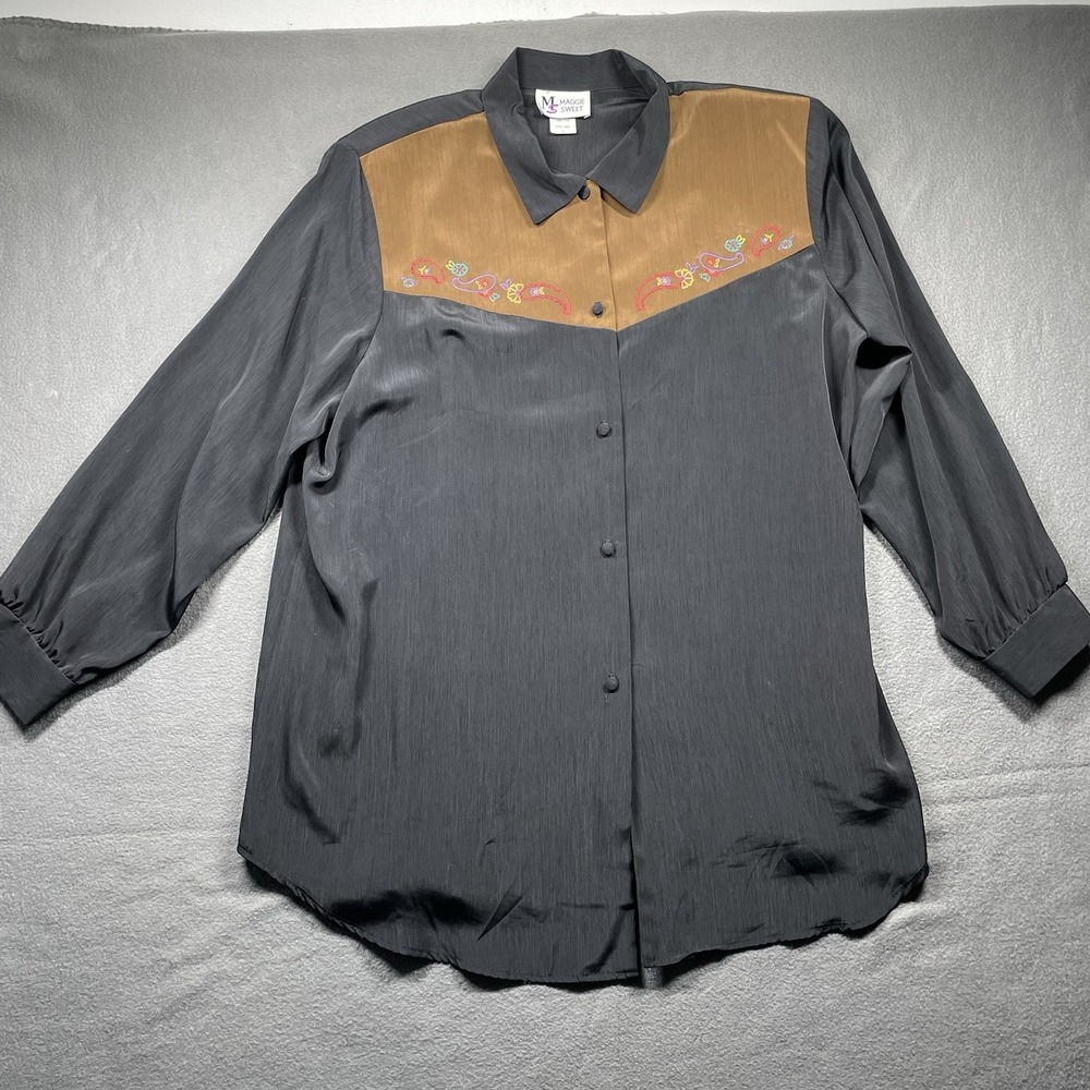 Maggie Sweet Western Shirt 1X Embroidered Whimsigoth Art to Wear Prairie Retro